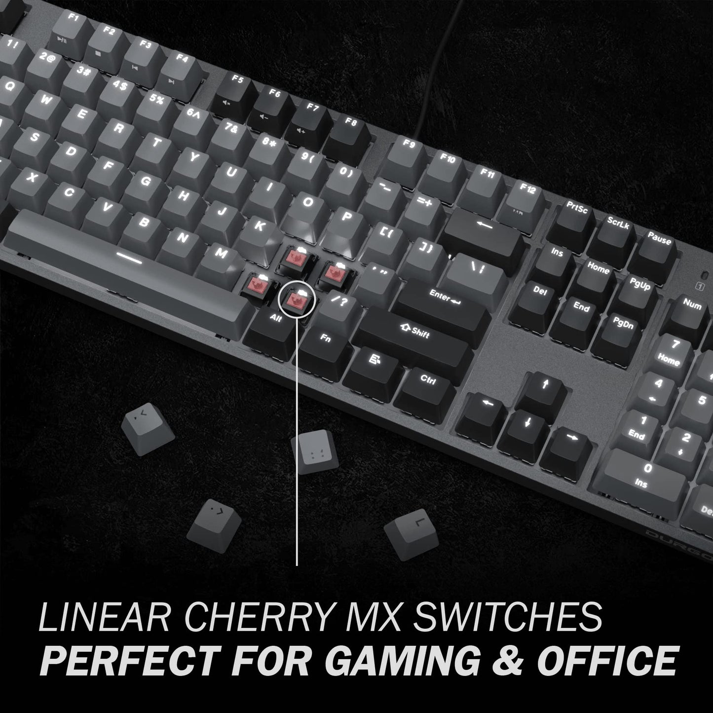 DURGOD K310 Mechanical Keyboard | 104 Keys | USB C | Backlit | Cherry MX Silent Red Switches