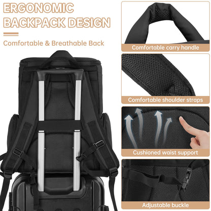WELIDAY PS5 Gaming Console Backpack - Black, 15.6" Laptop Compartment, 2112 Cubic Inches, Multiple Pockets