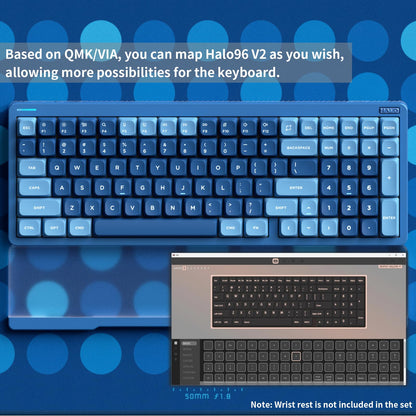 nuphy Halo96 V2 Wireless Keyboard - 96% Hot Swappable, RGB Backlit, Mint Switches, Blue, Gasket Structure, QMK/VIA, Bluetooth/USB-C
