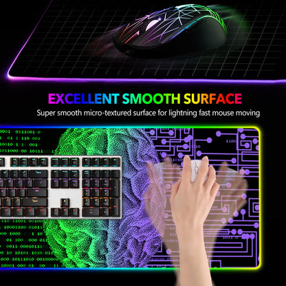 AIMSA Large RGB Gaming Mouse Pad 35.4 x 15.8 inch Non-Slip Rubber Base with 14 Lighting Modes - Technology Brain