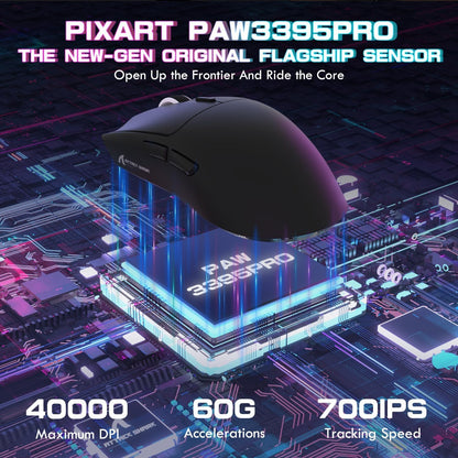 ATTACK SHARK X1 Ultralight Wireless Gaming Mouse - 40000DPI, RGB Charging Dock, Optical Switch, Black