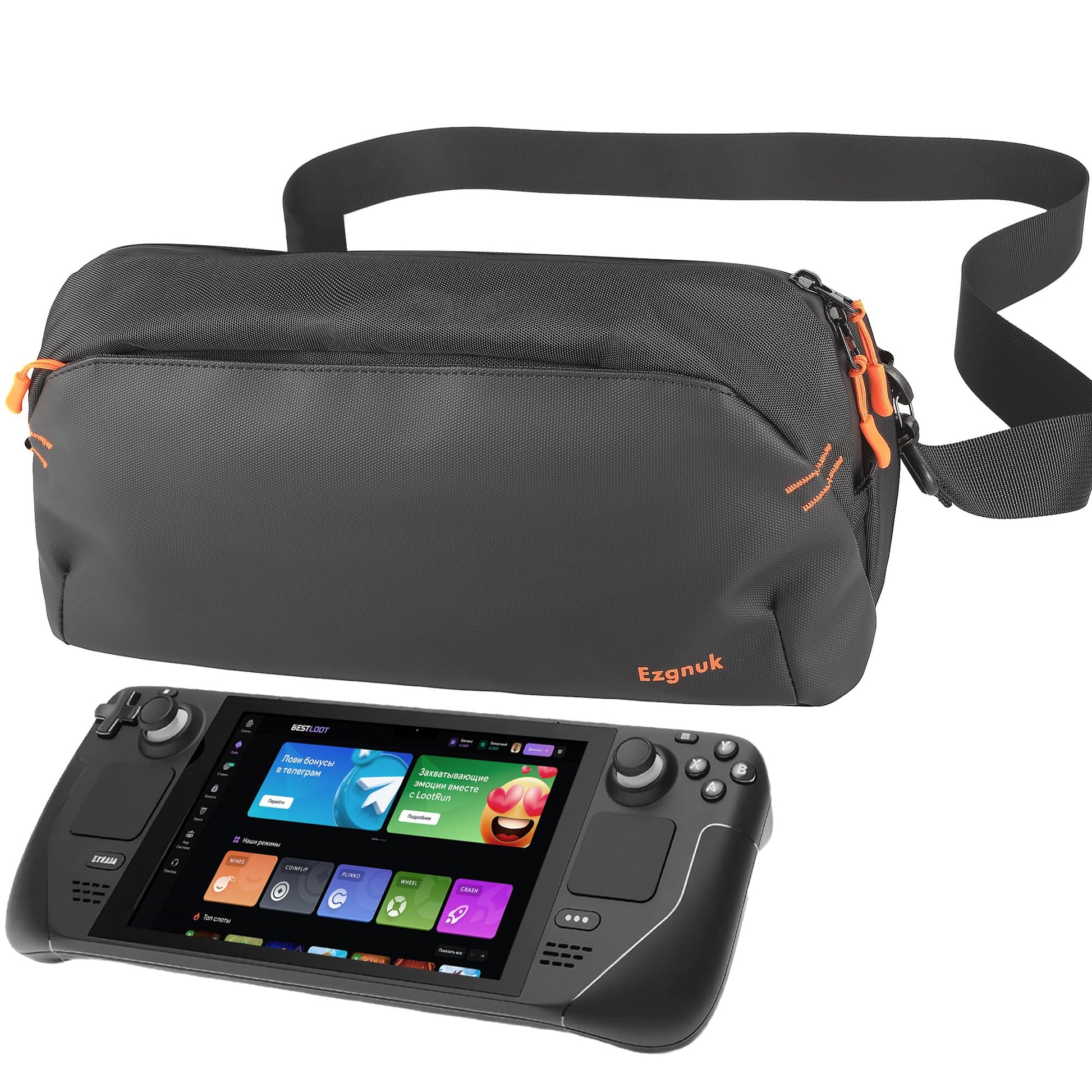 Ezgnuk Carrying Case for Steam Deck/Steam Deck OLED/ASUS ROG Ally X  Protective Shoulder Bag for Consoles & Accessories  Storage Sling Bag for Daily Use and Tpartyl