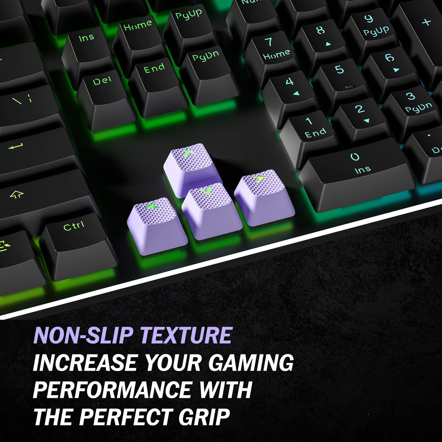 HK Gaming Rubber Keycaps Set - 23 Keys OEM Profile, Anti-Slip Texture, Lavender, Compatible with Cherry MX, Gateron, Kailh