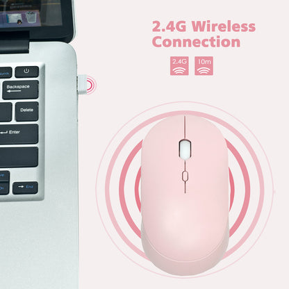 YUMQUA Wireless Mouse WM102 - Slim 2.4G Optical Silent Mouse for Laptop, Chromebook, PC - Pink