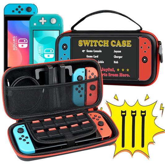 Switch Carrying Case for Nintendo Switch OLED/LITE  Protable Slim Light Travel Storage Bag Pouch for Console Joycon & Video Game Accessories  Protective Hard Shell Cover with Handle  Gift to Boy Girl