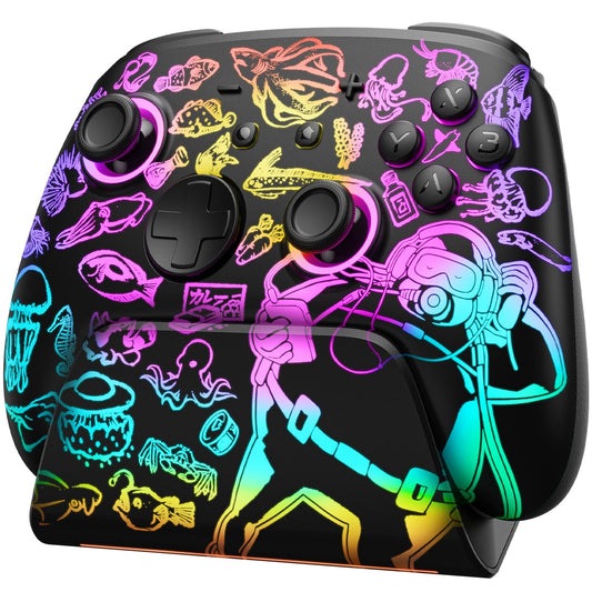 Switch 2 Pro Controller with Charging Dock for Nintendo Switch2/1/OLED  Luminex Wireless Controller with One-Key Wake Up/Hall Effect/7 LED Colors/Turbo  RGB Aesthetic Gaming Setup - Dave the Diver Official Licensed