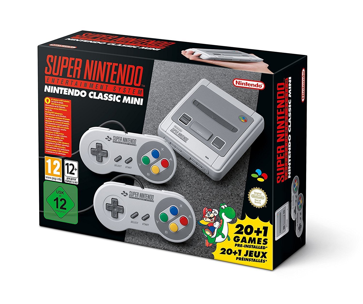 Nintendo SNES Classic Mini - Super Nintendo Entertainment System, Europe, Black, Model 1027678, Not Region Locked