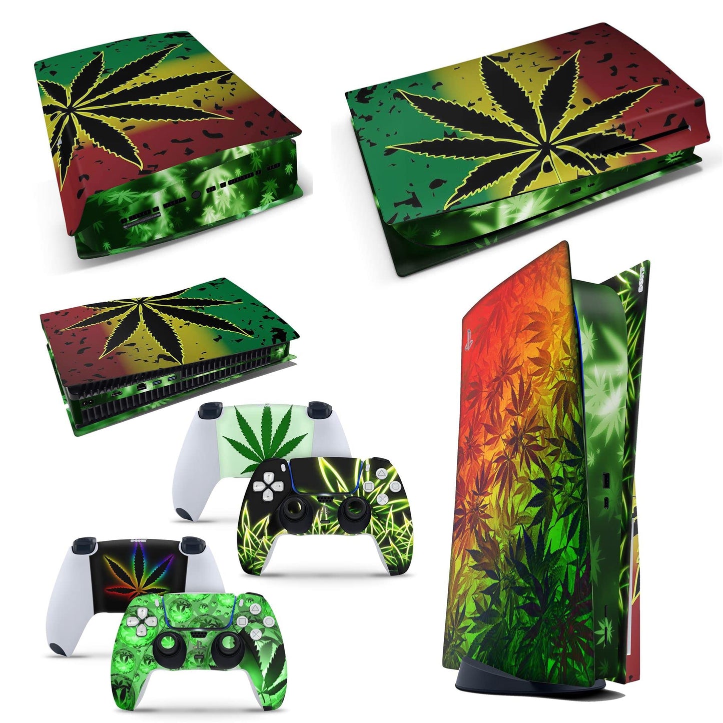 giZmoZ n gadgetZ GNG PS5 Digital Console Weed Skin Decal Vinal Sticker + 2 Controller Skins Set
