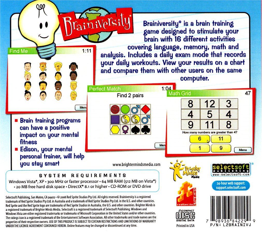 Brighter Minds Brainiversity - PC Game, Model 61190, Fun Brain Training Activities for All Ages