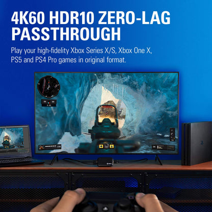 Elgato HD60 S+ External Capture Card - 1080p60 HDR10/4K60 HDR10 - Ultra-Low Latency - Black - Model 10GAR9901