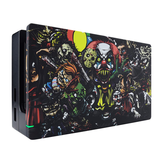 eXtremeRate Custom Soft Touch Grip Faceplate for Nintendo Switch Dock, Scary Party Patterned DIY Replacement Housing Shell for N