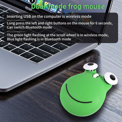 Justdfine Wireless Frog Mouse - 2.4G Bluetooth USB Optical, 1600DPI, Green, Portable Dual-Mode for Laptop, PC, Notebook