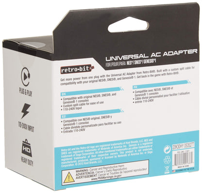 Retro-Bit 3 in 1 AC Adapter for NES/SNES/Genesis - Model RB-UNI-1361, Original Version