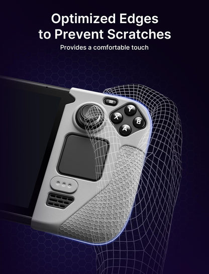 JSAUX Silicone Grip Protection Case for Steam Deck OLED/LCD - Grey GripArmor Sleeve Set (Left & Right)