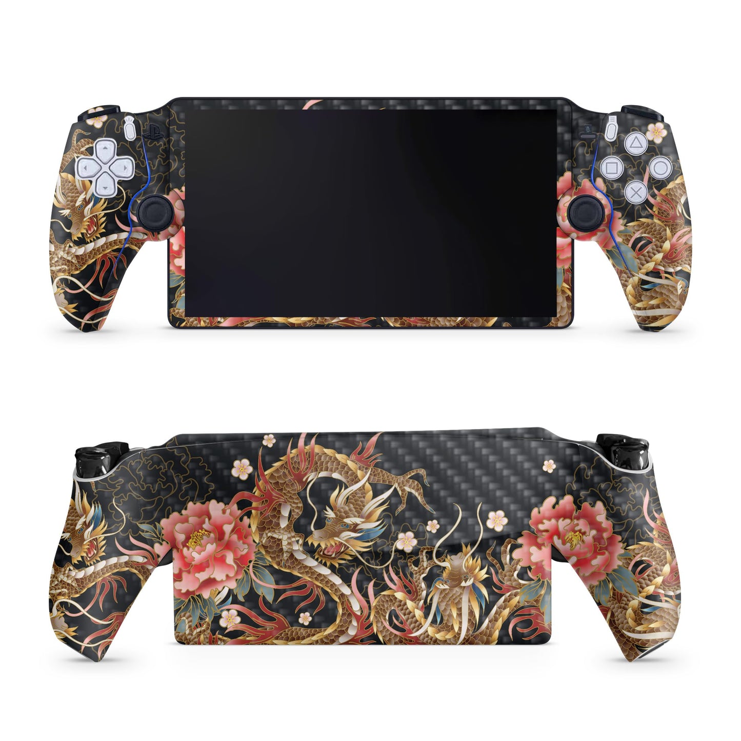 Carbon Fiber Gaming Skin Compatible with PS5 Portal Remote Player - Stitch Dragons - fine 3M Vinyl Protective Wrap Decal Cover - Easy to Apply | Crafted in The USA by MightySkins