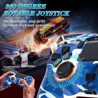 YsoKK Wireless Controller for PS4/Slim/Pro - Double Shock, Audio, Six-axis Motion Sensor - Purple & CAMO Blue - Model NS011