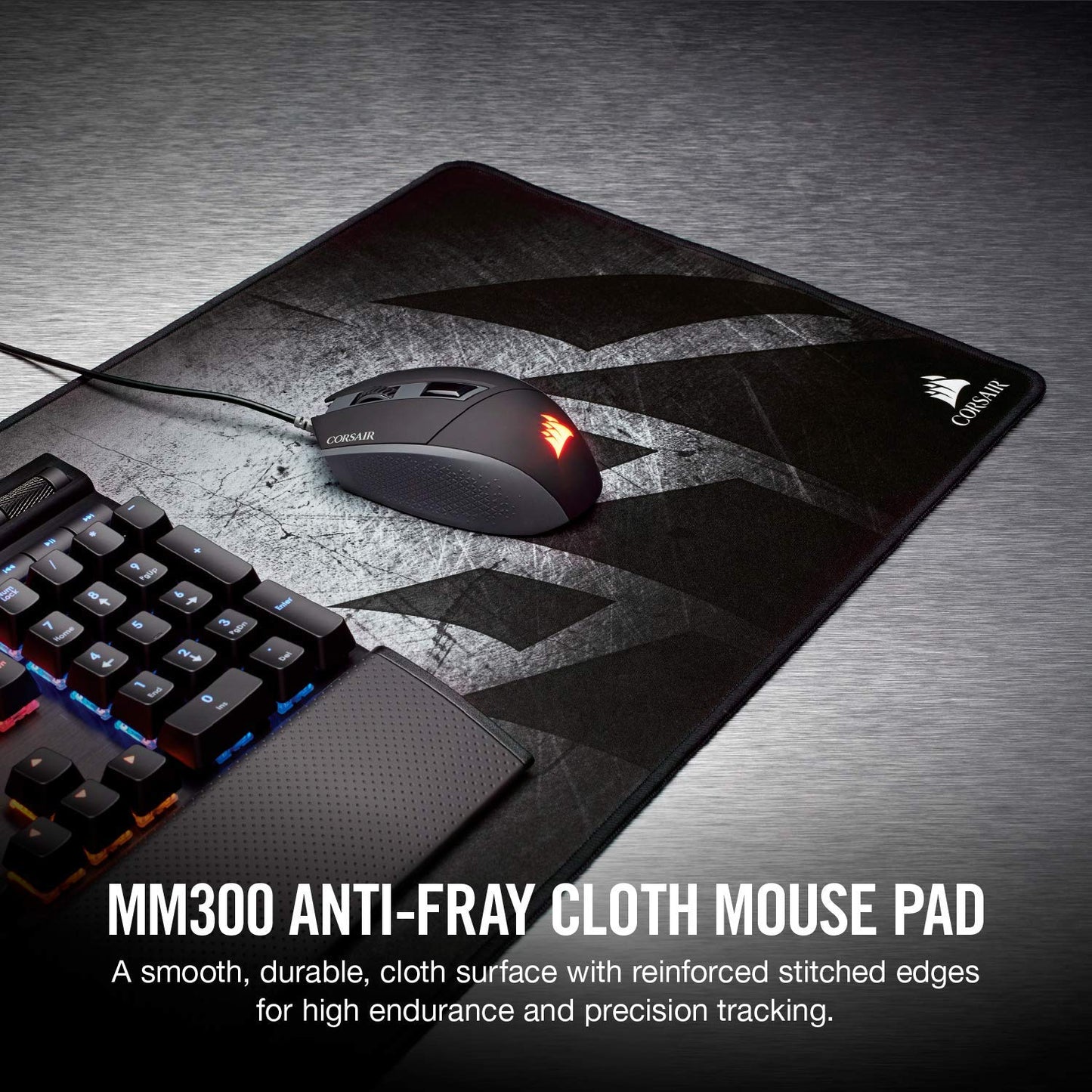 Corsair MM300 Extended Gaming Mouse Pad - Anti-Fray Cloth, 36.6L x 11.8W inches, Black/Gray, Optimized for Gaming Sensors, Model CH-900