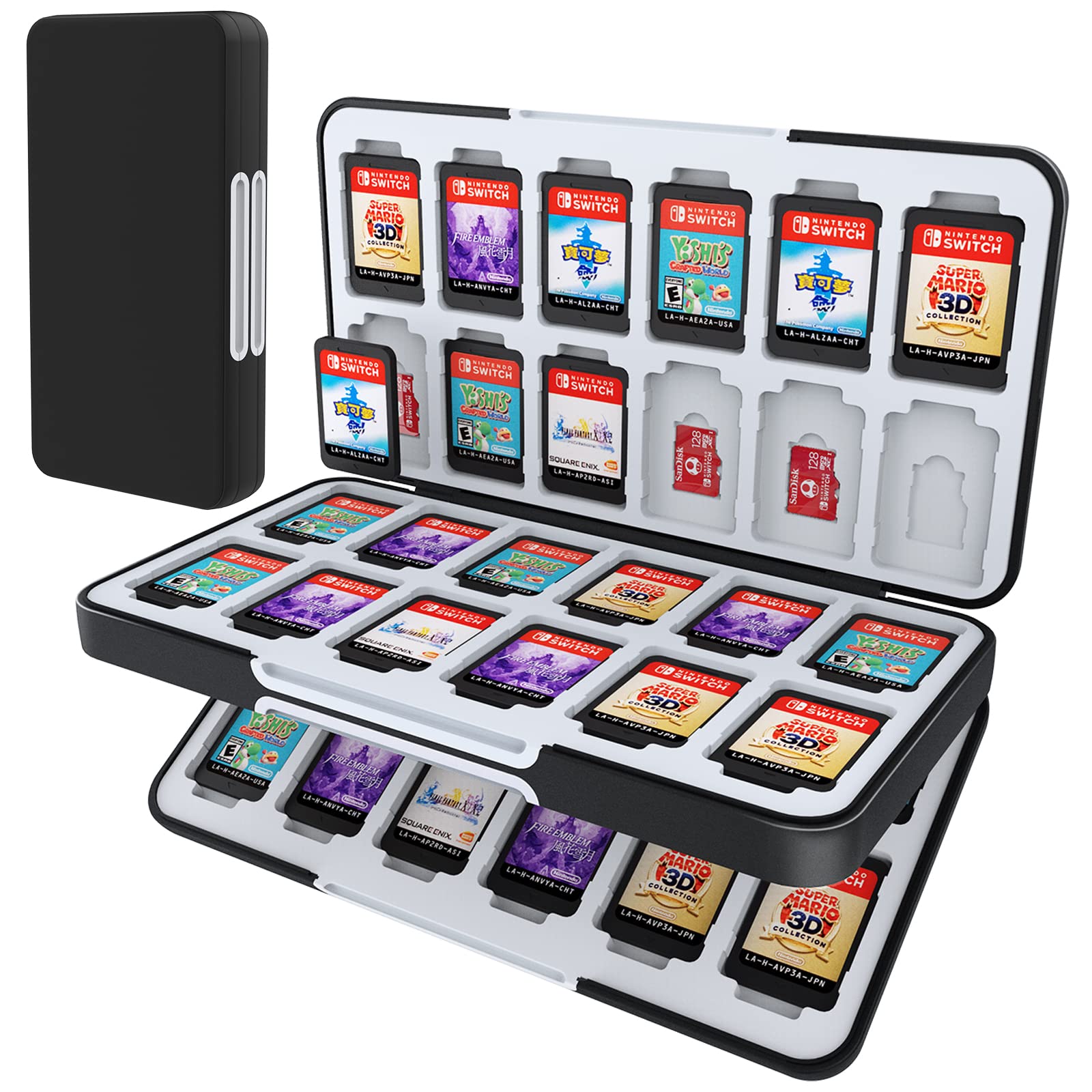 HEIYING Switch Game Card Case for Nintendo Switch / OLED Portable Switch Lite Game Card Storage with 48 Games Cards sections and 24 Micro SD Cards sections