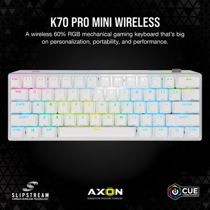Corsair K70 PRO MINI Wireless Gaming Keyboard - Cherry MX Speed, 60% Layout, RGB, Aluminum Frame, White, Model CH-9189114-NA