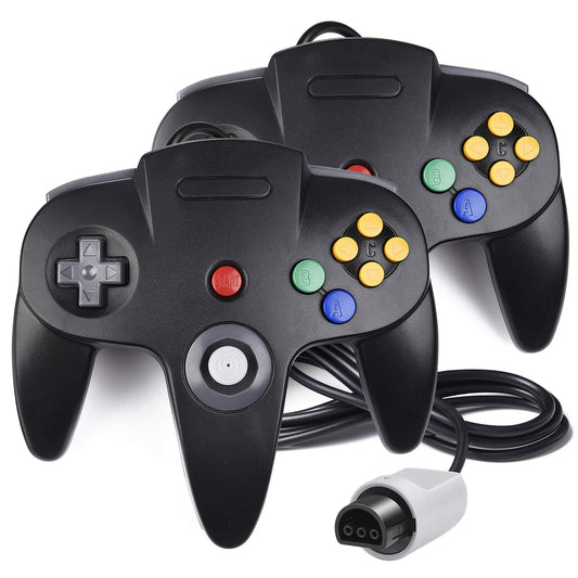 iNNEXT N64 Controller 2 Pack - Classic Wired Joystick for Ultra 64 Console - Black