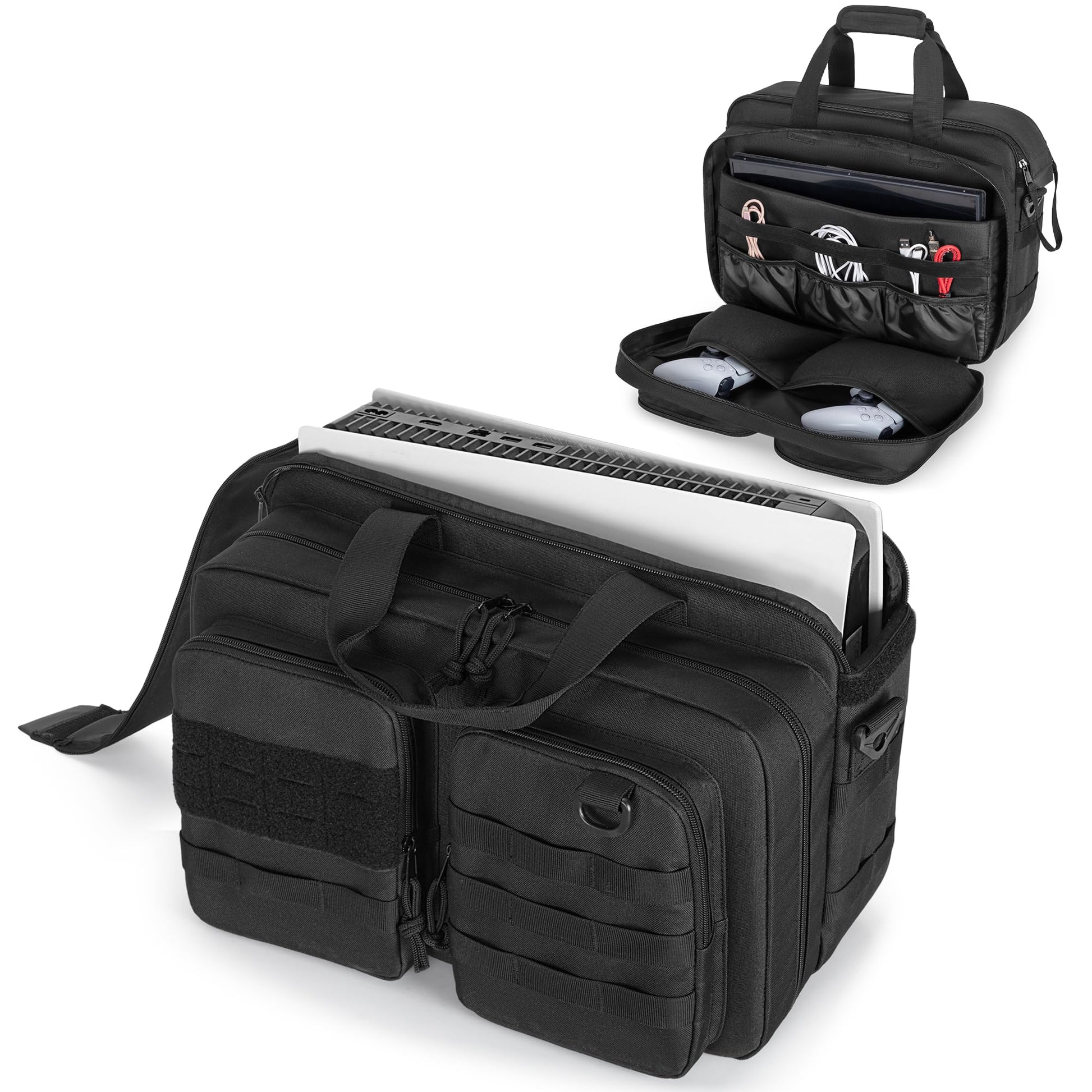 PGmoon Travel Carrying Case Compatible with PS5/PS5 Slim/PS5 Pro Console  Protective Storage Bag for 15.6 Laptop  Controllers  Game Discs and More Accessories (Patent Design)