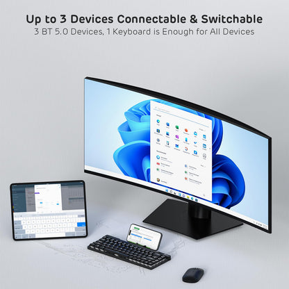 RK ROYAL KLUDGE F68 60% Wireless Mechanical Keyboard, Low Profile Red Switch, Black Aluminum Body, White Backlit, 68 Keys