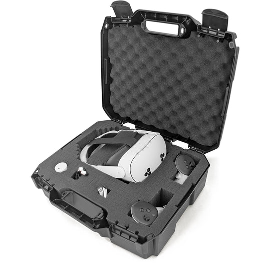 CASEMATIX Hard Case Compatible with Meta Quest 2 and Oculus Quest 2 VR Gaming Headset & Accessories - Hard Case with Customizable Foam fits fine design Strap and Other Accessories
