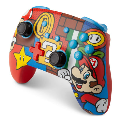 PowerA Enhanced Wireless Nintendo Switch Controller - Rechargeable, Mario Pop Color, Motion Control, Officially Licensed by Nintendo