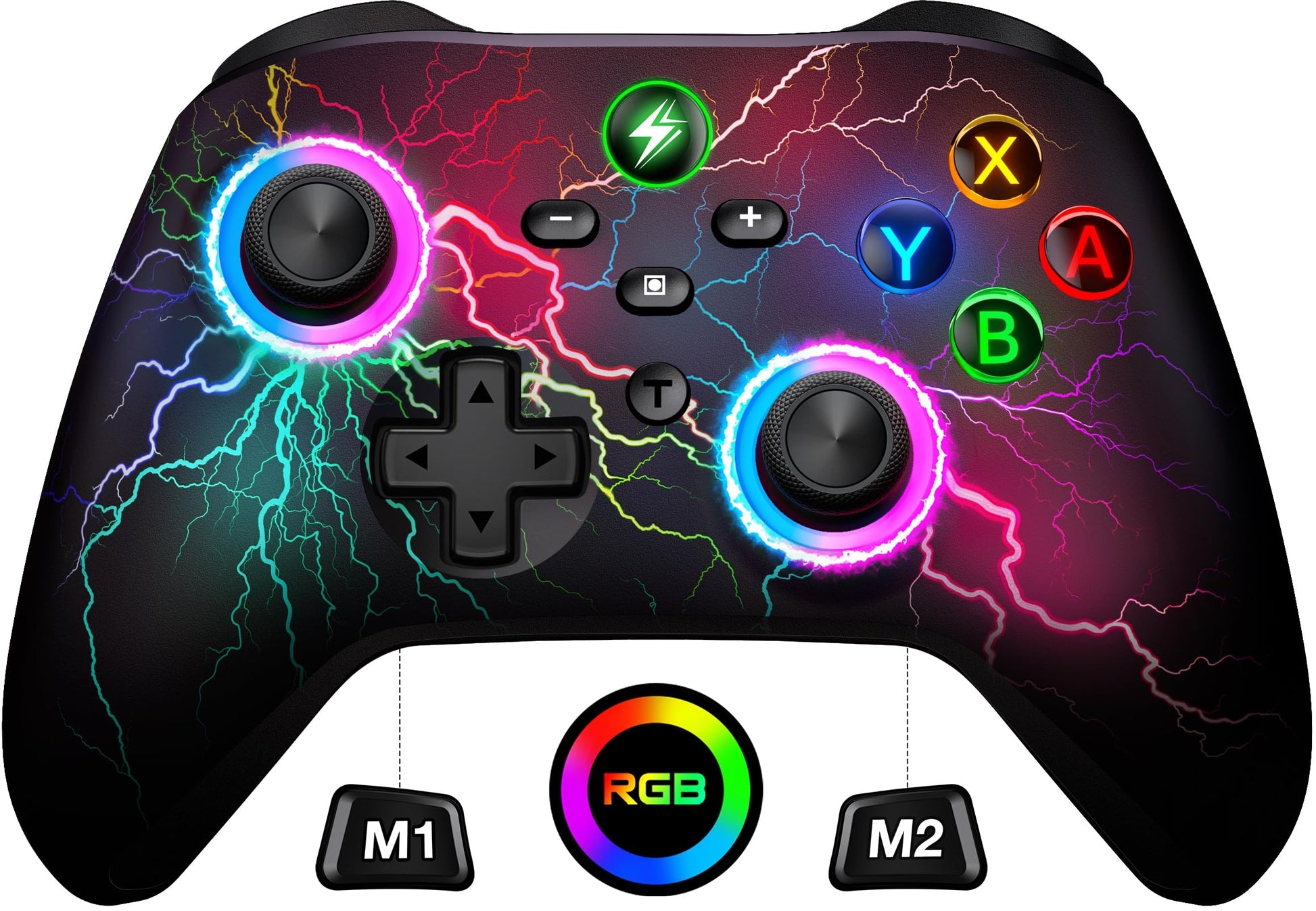 Svetaecho Wireless Switch Pro Controller - LED RGB, Compatible with Nintendo Switch/Lite/OLED, Red-Light Up, Model BLITZ