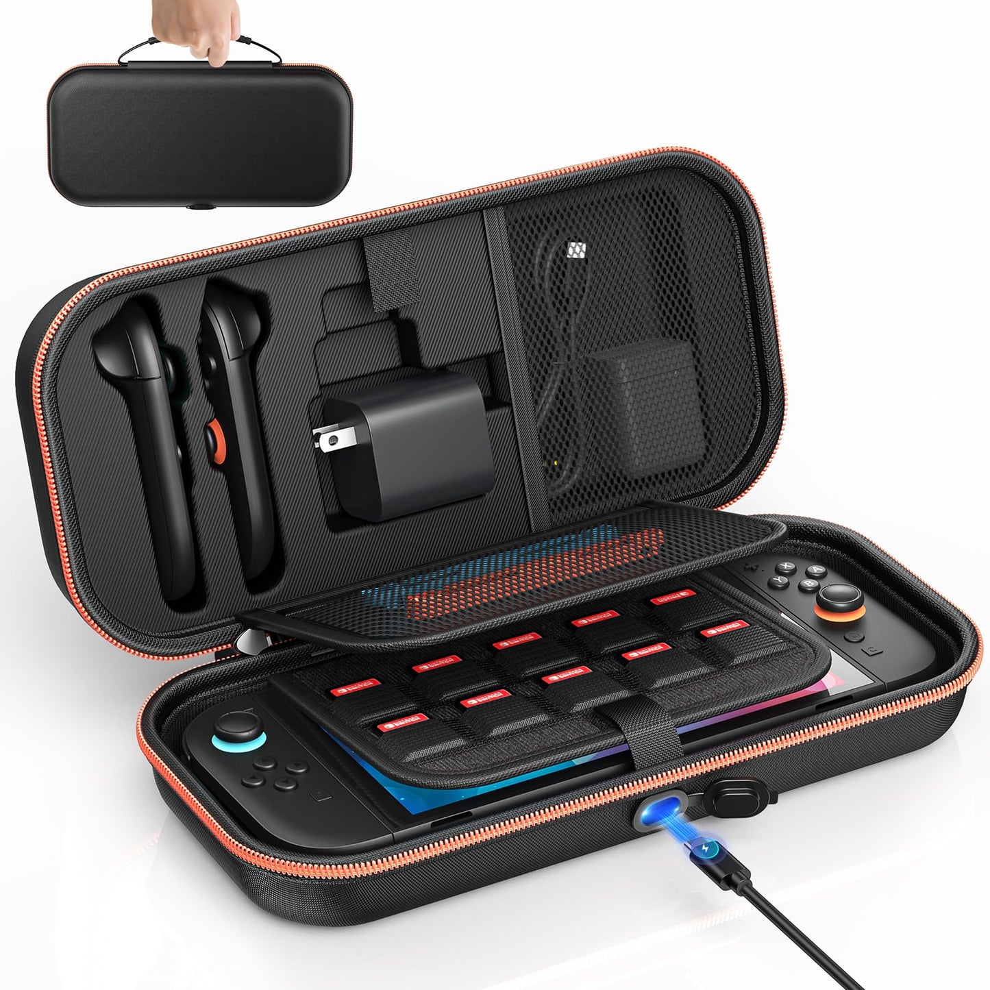 Auarte [Charge inside] Carrying Case for Nintendo Switch 2 2025 / Switch OLED / Switch with Adapter and for Joy Cons Storage  Travel Case for Switch 2 Console with 22 Game Card Storage