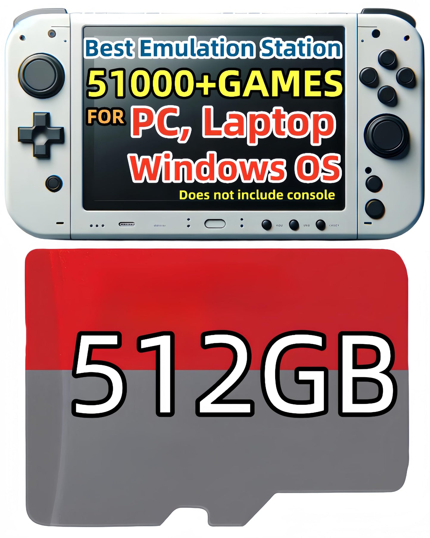 POWERNEWS 512GB RetroBat Game Card System for Handheld Game Console Windows OS  Game Card Retro Game Batocera System Emulator for PC Laptop  Retro Game Card for Windows  MSI Claw  Legion Go  ROG Ally