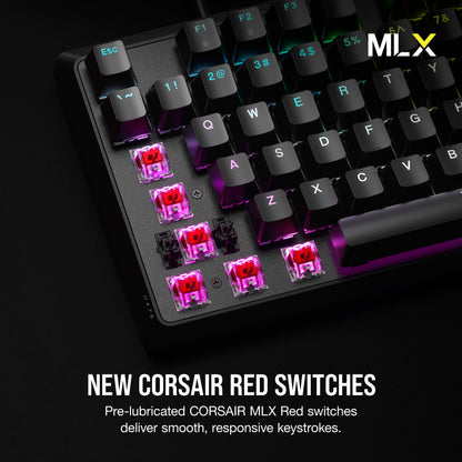 Corsair K70 CORE RGB Mechanical Gaming Keyboard - Pre-Lubed MLX Red Switches, Media Control Dial, Black, Without Palmrest, Model CH-910971E-NA