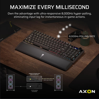 Corsair Vanguard 96 Wired Mechanical Gaming Keyboard - 96% Layout, MLX Fusion Tactile Switches, 8000Hz Polling, Black