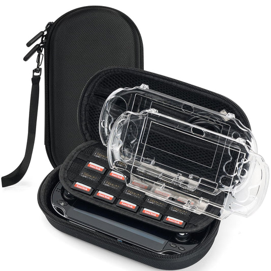 Jekarsy 3-in-1 Kit for PS Vita Case Bundle  Hard EVA Carrying Case for Sony PS Vita 1000/2000  Two Clear Crystal Cases for PSV 1000/2000  Console & Other Accessories Not Included