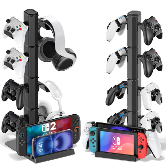 Gaming Headset & Controller Holder Stand for Gamer Gift  Gaming Headphone Desk Organizer Storage with Cable Hook for Xbox/ PS5/ PS4/ Controller  Nintendo Switch 1/ 2/ PS Portal Console/ Remote & Phone