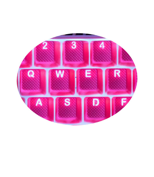TAI-HAO Rubber Gaming Keycaps Set - 22 Keys for Cherry MX Switches, Neon Pink, Model 022C03PK102