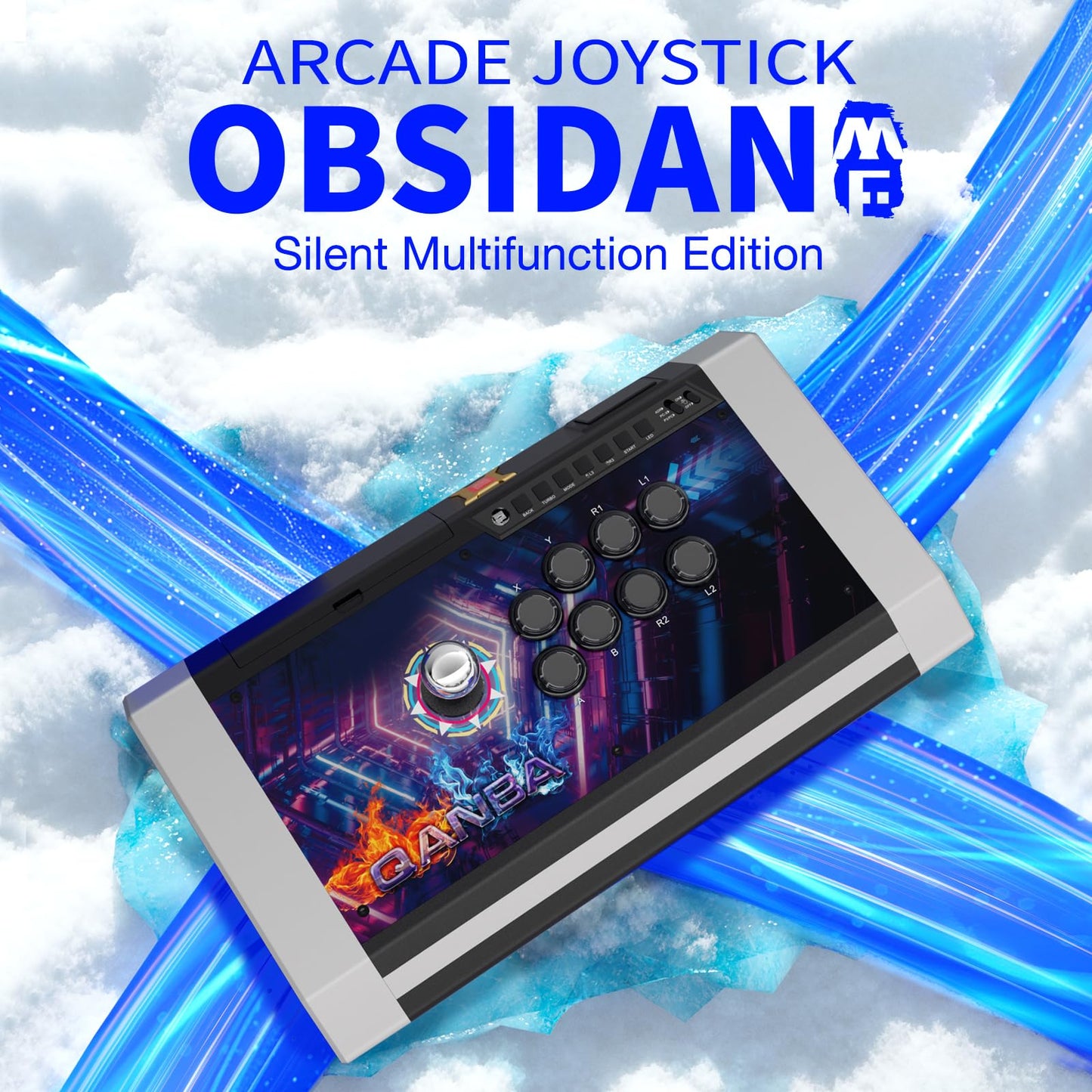 qanba Q3 Obsidian Silent Arcade Joystick - Multifunction Edition for PC, Black, Model Q3MF-GV