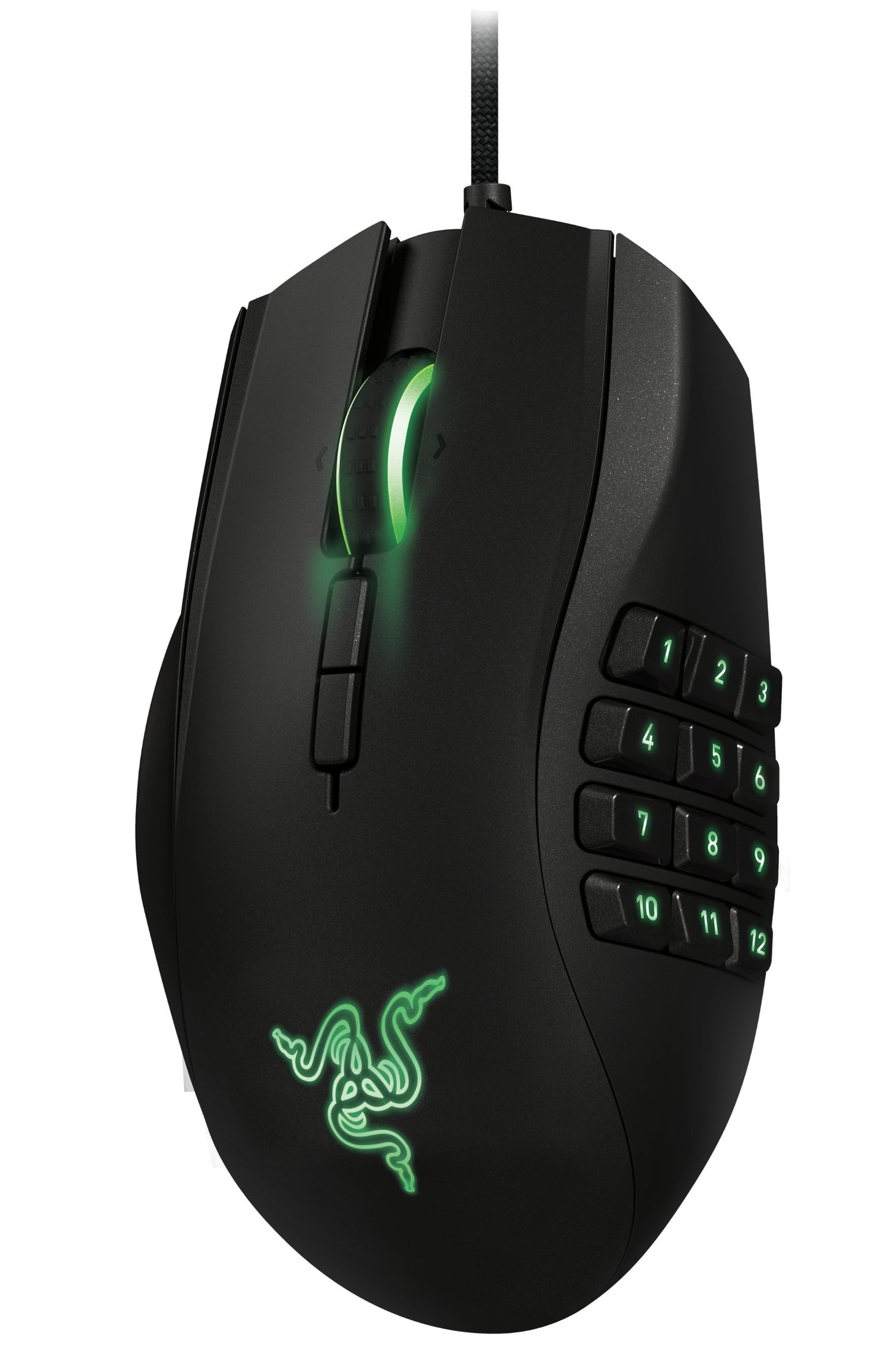 Razer Naga Left-Handed Ergonomic MMO Gaming Mouse - 12 Programmable Buttons, 8200 DPI, Black, Model RZ01-01050100-R3M1