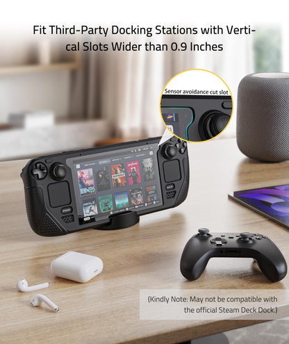 Syntech Protective Case for Steam Deck - All-Round Protection, Non-Slip Grips, Silicone Cover, 30×12×4cm, Black, Model SYNM053B
