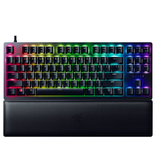 Razer Huntsman V2 TKL Tenkeyless Gaming Keyboard: Fast Clicky Optical Switches w/Quick Keystrokes & 8000Hz Polling Rate - Detachable Type-C Cable - Doubleshot PBT Keycaps - Ergonomic Wrist Rest
