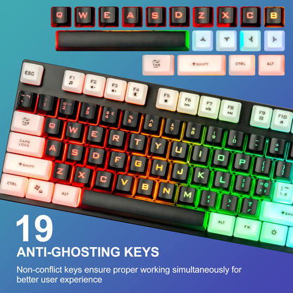 CHONCHOW RGB Gaming Keyboard and Mouse Combo, Full Size 17"x5.1"x1.3", Black, Model 5-951 for PS4/PS5/Xbox/PC