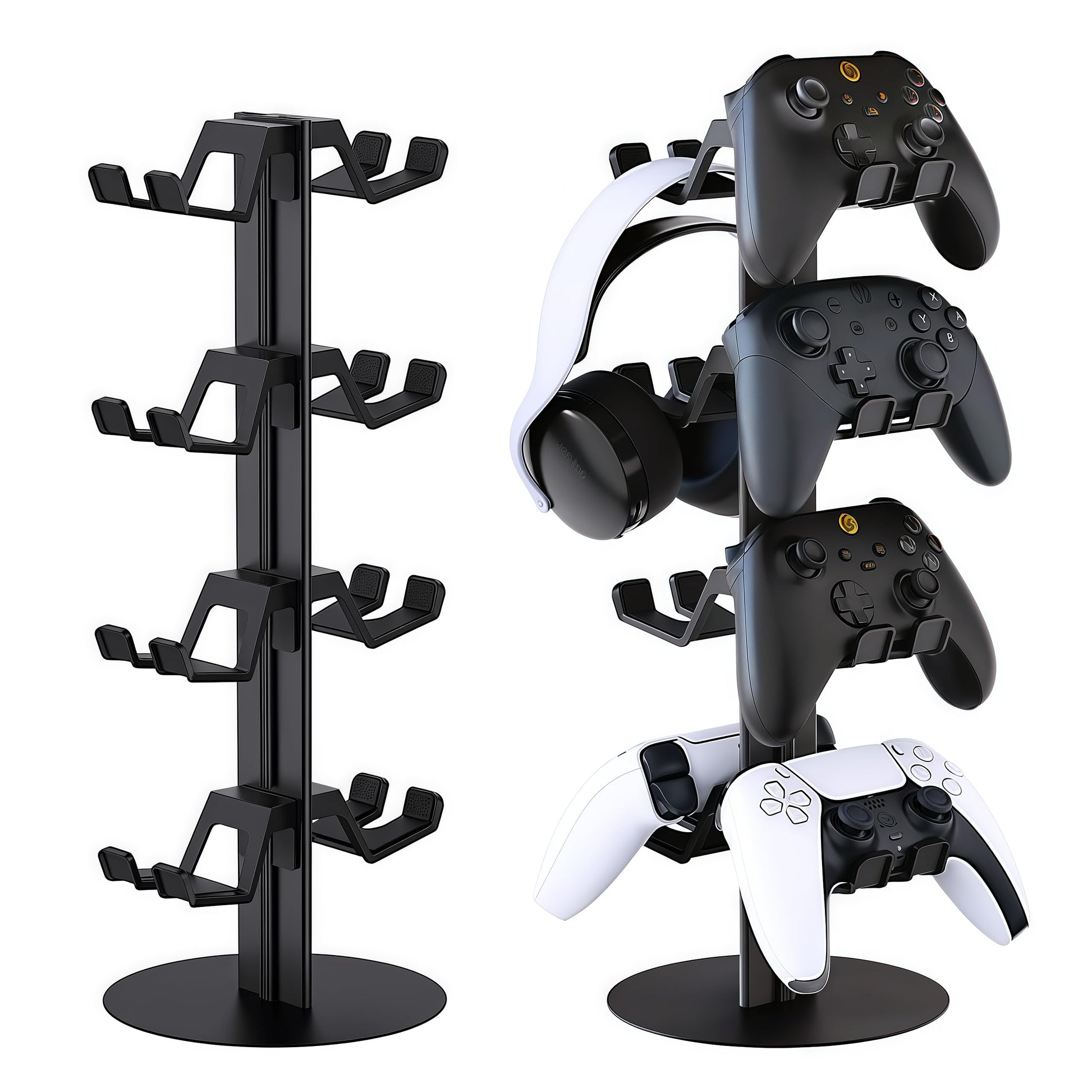 ZYTHRONE Game Controller Holder Stand Compatible with N-Switch 2 PS5 PS4  4 Tiers Aluminum Gaming Headphones Stand Headset Holders & Desk Mounts for 8 Packs Controller