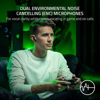 Razer Hammerhead HyperSpeed Wireless Gaming Earbuds - ANC, Bluetooth 5.2, 30 Hr Battery, Black, Model RZ12-03820200-R3U1