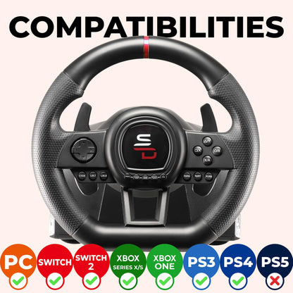 SUBSONIC Superdrive SV650 Racing Steering Wheel with Pedals & Paddle Shifters for Xbox Series X/S, PS4, Xbox One, PC - Black
