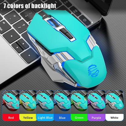 SHUNJINRUN Green Wireless Gaming Mouse - Bluetooth 3-Modes, RGB Backlit, Silent Click, Model SJR343 for Laptop, PC, MacBook, iPad