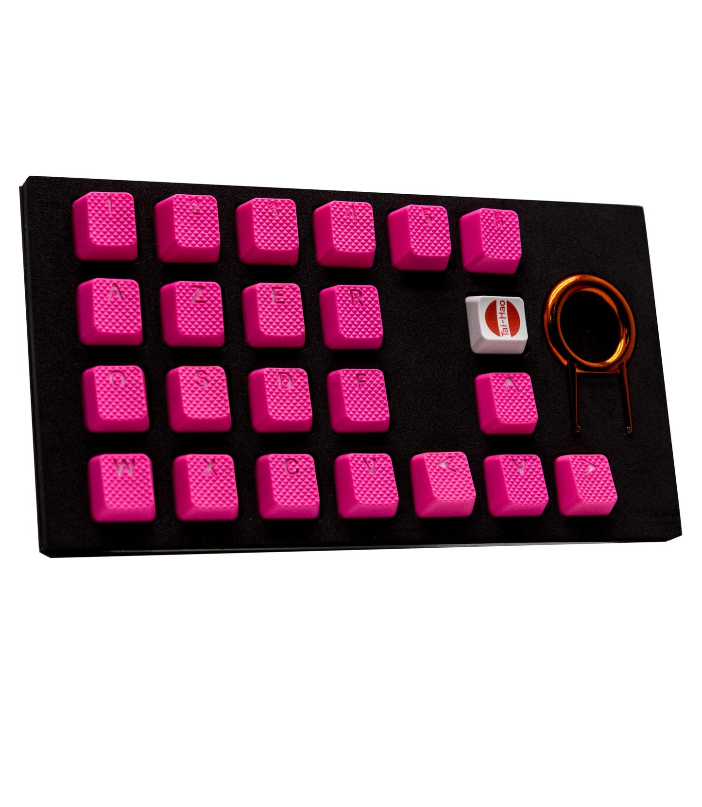 TAI-HAO Rubber Gaming Keycaps Set - 22 Keys for Cherry MX Switches, Neon Pink, Model 022C03PK102