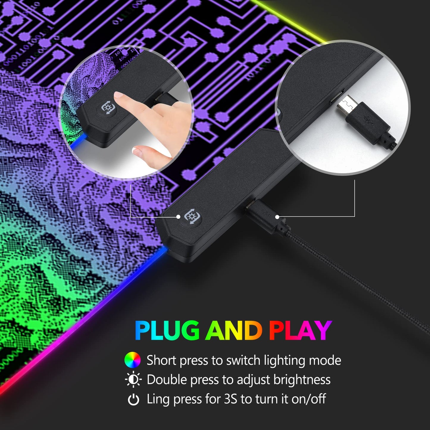 AIMSA Large RGB Gaming Mouse Pad 35.4 x 15.8 inch Non-Slip Rubber Base with 14 Lighting Modes - Technology Brain