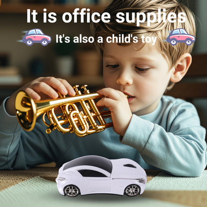 elec Space Wireless Car Mouse - 2.4G, 1600 DPI, LED Headlights, Cute Design for Kids, White, Model ES-CM101