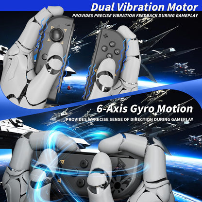 Hqeeun Switch Controller - Dual Vibration, Motion Control, Grey, Model HQ002-2FBA