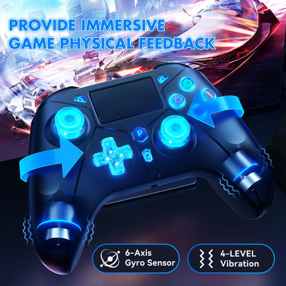 Nonbliep Wired PS5/PS4/PC Controller with Dual Vibration, 6-Axis Gyroscope, Turbo Macro, 3.5mm Audio Jack - Black
